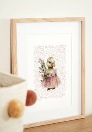 Duck nursery art print, duck poster, baby duck poster, pink girls room poster, cute duck print, girls nursery art print, girls room decor