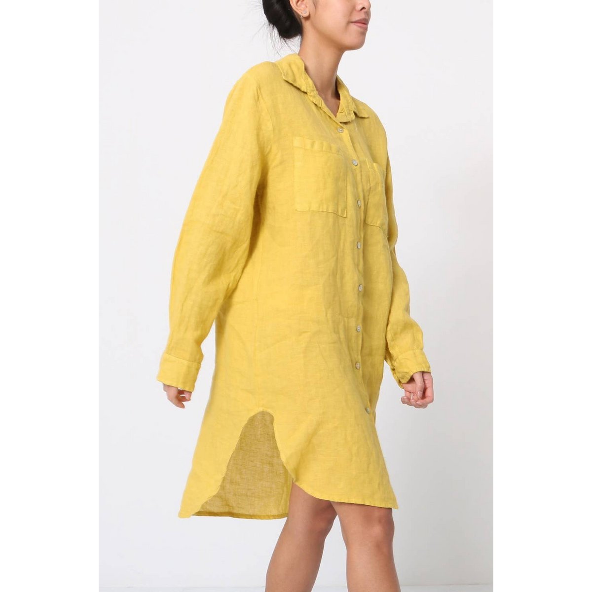 Short dress with linen pockets for women ref.2244