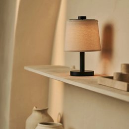 Rover zwarte houten oplaadbare lamp