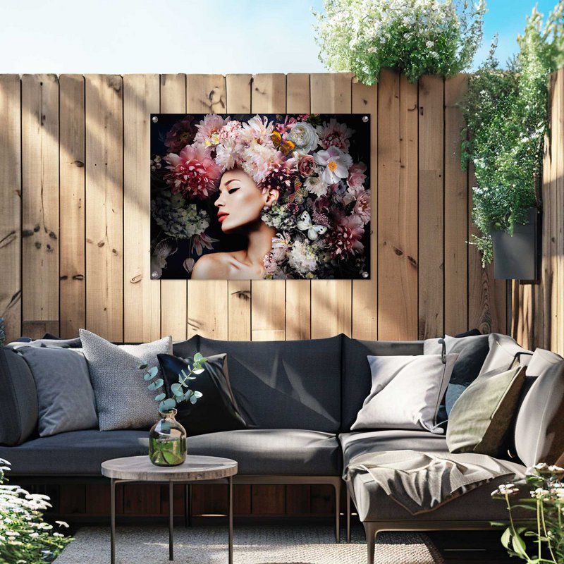 Garden poster Garden poster Woman with flower hat 60x80