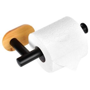 Toilet paper holder steel bamboo black 17 cm