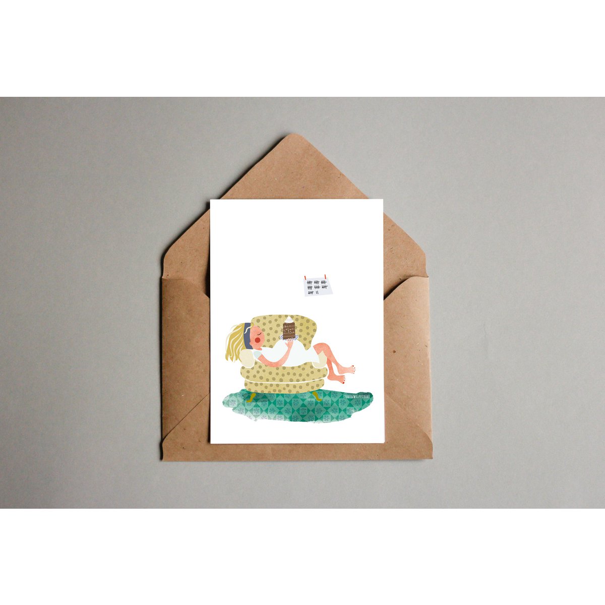 postcard - 'bellies' series - grandma's chair
