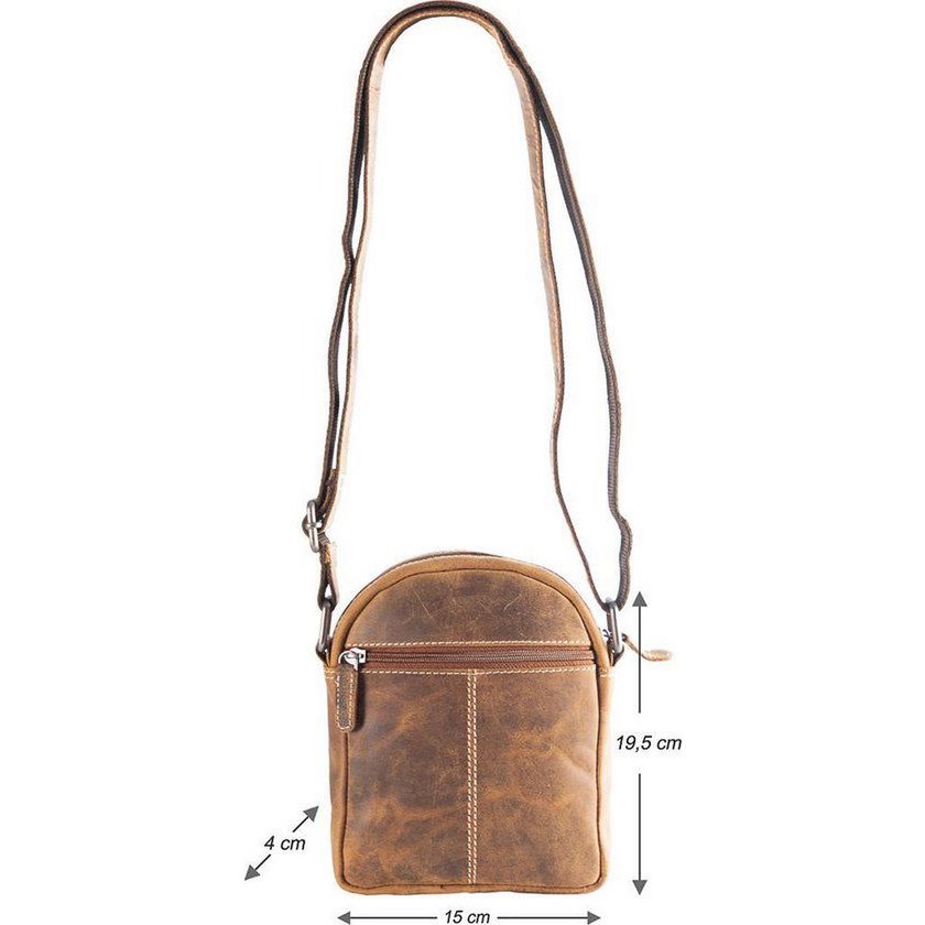 Borsa a tracolla a tracolla in pelle di bufalo colorata di cognac per uomini di arrigo - elegante copia della borsa