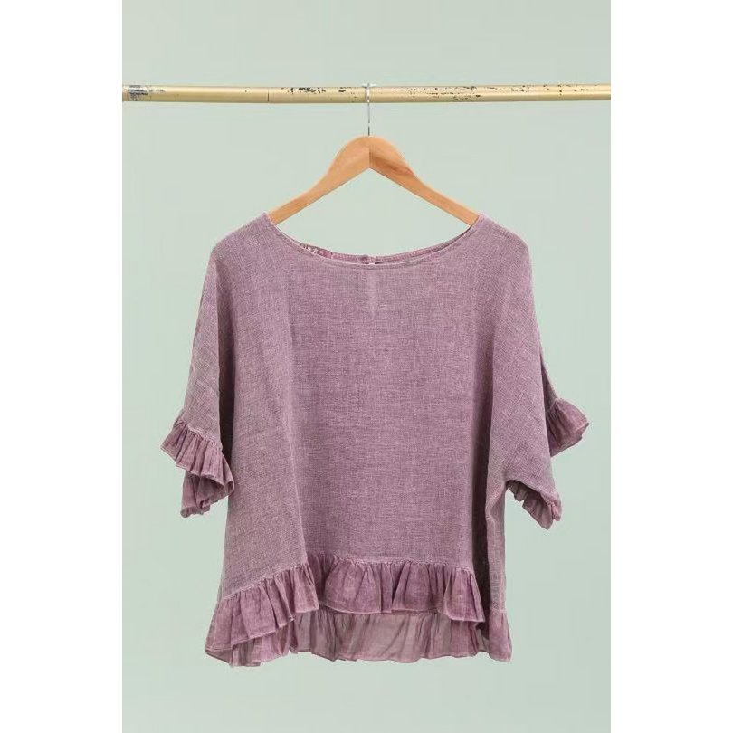 Plain blouse in 50% Linen and 50% Cotton REF. 8747