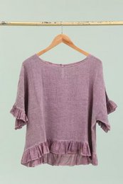 Ensfarvet bluse i 50% hør og 50% bomuld REF. 8747