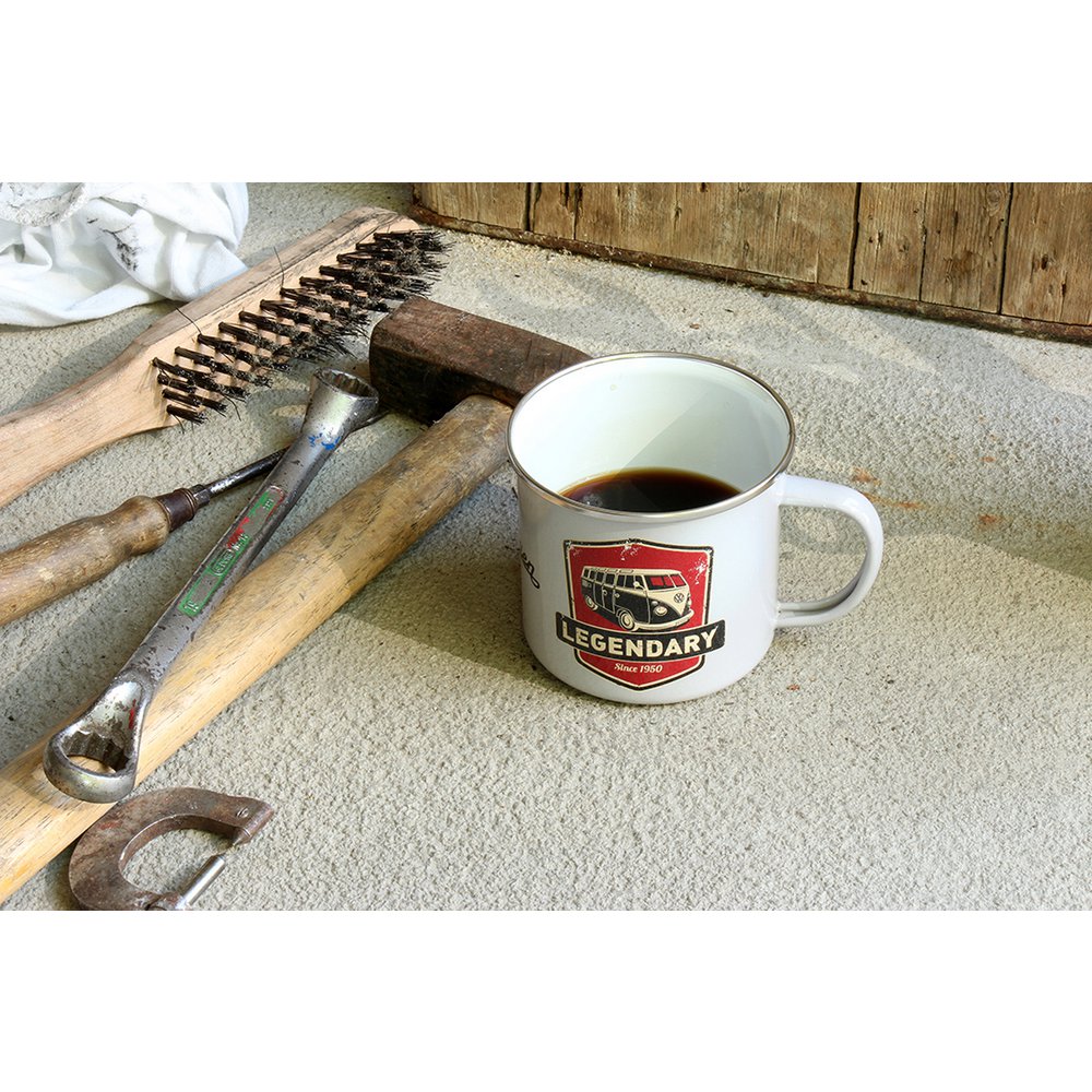 Volkswagen VW T1 Bus Enamel Mug 500ml in Gift Box - Legendary/Grey