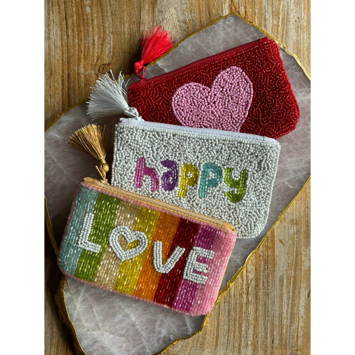 Handgefertigter Perlen-Happy-Beutel *Geschenk*