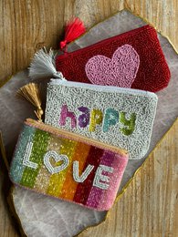 Håndlavet beaded Happy Pouch * Gave *