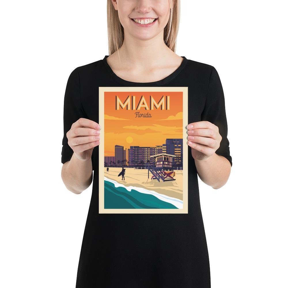Affiche Miami Vintage | Poster Ville Miami Floride États-Unis
