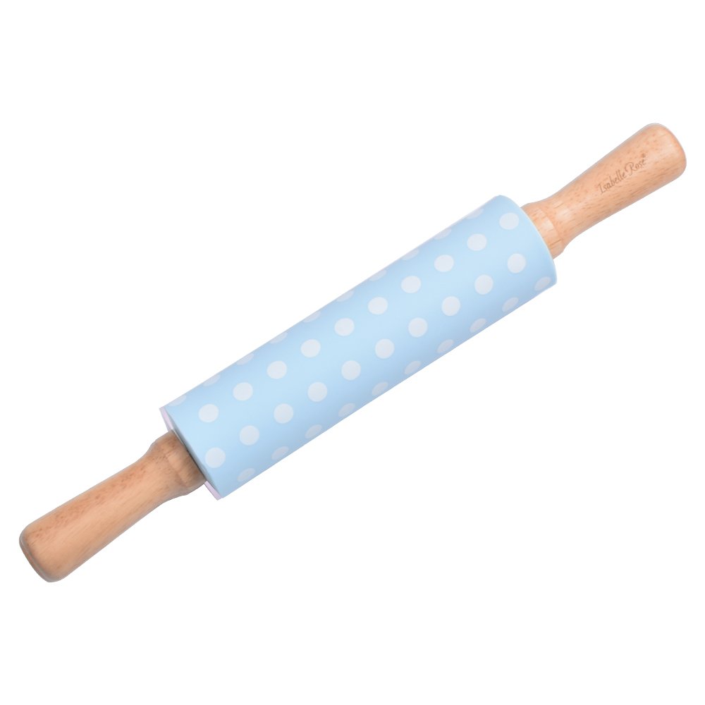 Kids siliconen deegroller met stippen blauw 30 cm Isabelle Rose
