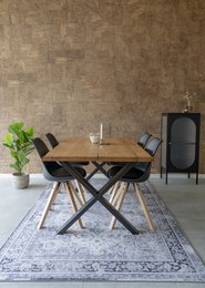 Bergen Dining Chair - PU Leather, Moulded Plastic, Rubberwood, Black - Set of 2