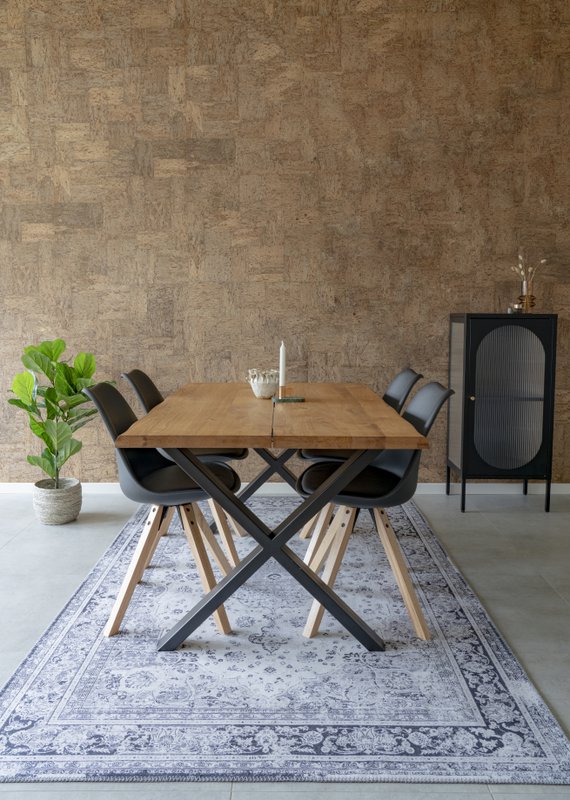 Bergen Dining Chair - PU Leather, Moulded Plastic, Rubberwood, Black - Set of 2