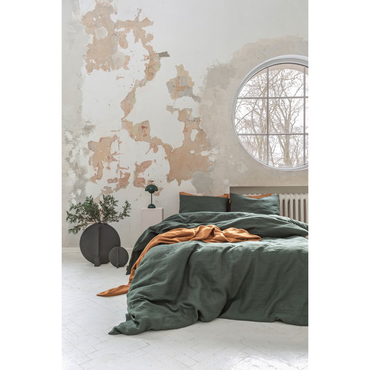 Linen bedding set / Forest green