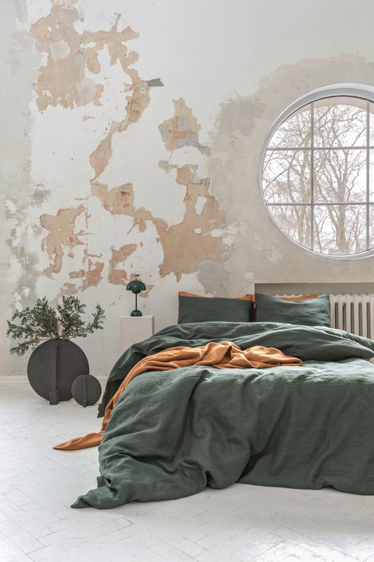 Linen bedding set / Forest green