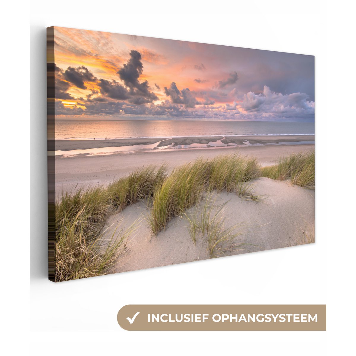 Pintura de lona - Decoración de pared - Sunset - Dune - Playa - Plantas - Mar
