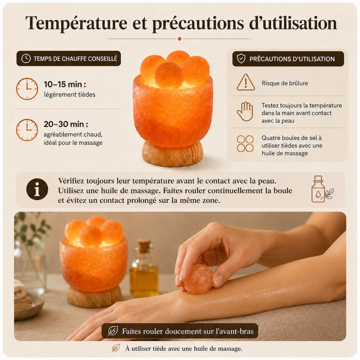 Himalayan Salt Crystal Lamp – 4 massage balls 2Kg – Natural Material – Gift and Decoration Idea