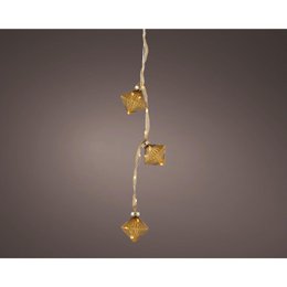 Strand lighting Christmas ball LED 5.7x28cm, gold-colored star-shaped ornaments, warm white LED lights, for festive holiday decor.