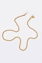Gold snake-shaped glasses chain with a clasp closure.