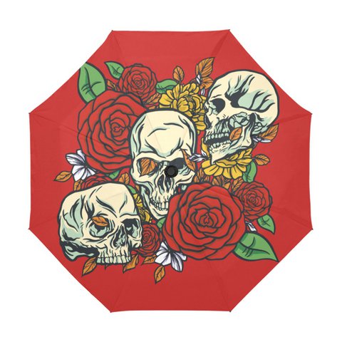 Regenschirm Skull Roses Red