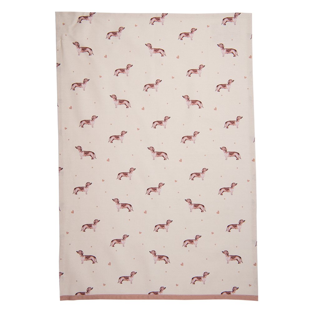 Theedoek 50x70 cm Beige Katoen Teckel Keukenhanddoek