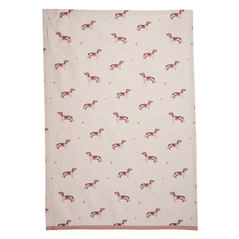 Theedoek 50x70 cm Beige Katoen Teckel Keukenhanddoek