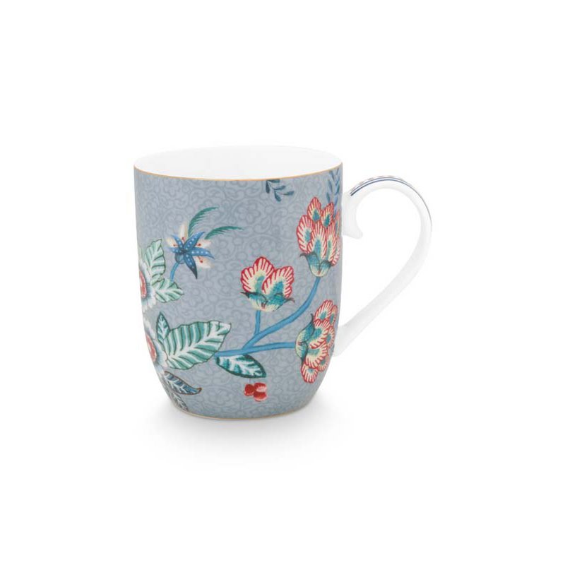 Set/2 Mugs Small Flower Festival Light Blue 145ml