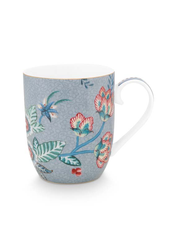 Set/2 Mugs Small Flower Festival Light Blue 145ml