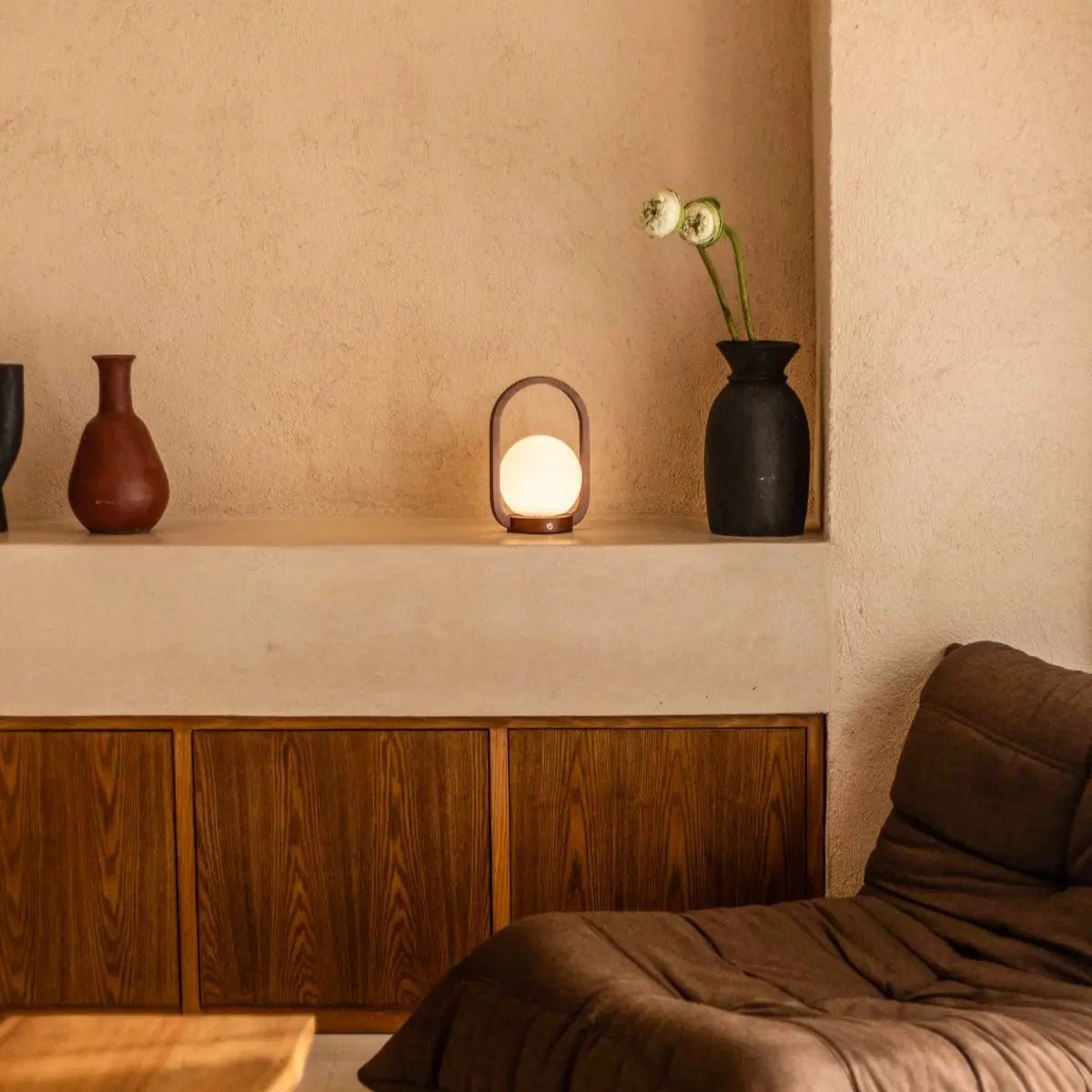 Skye Chestnut Brown Wooden Cordless Lamp