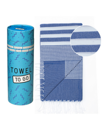 TOWEL TO GO MALIBU Telo mare in cotone 180x100 cm | Asciugamano da piscina ad asciugatura rapida | Blu | con confezione regalo