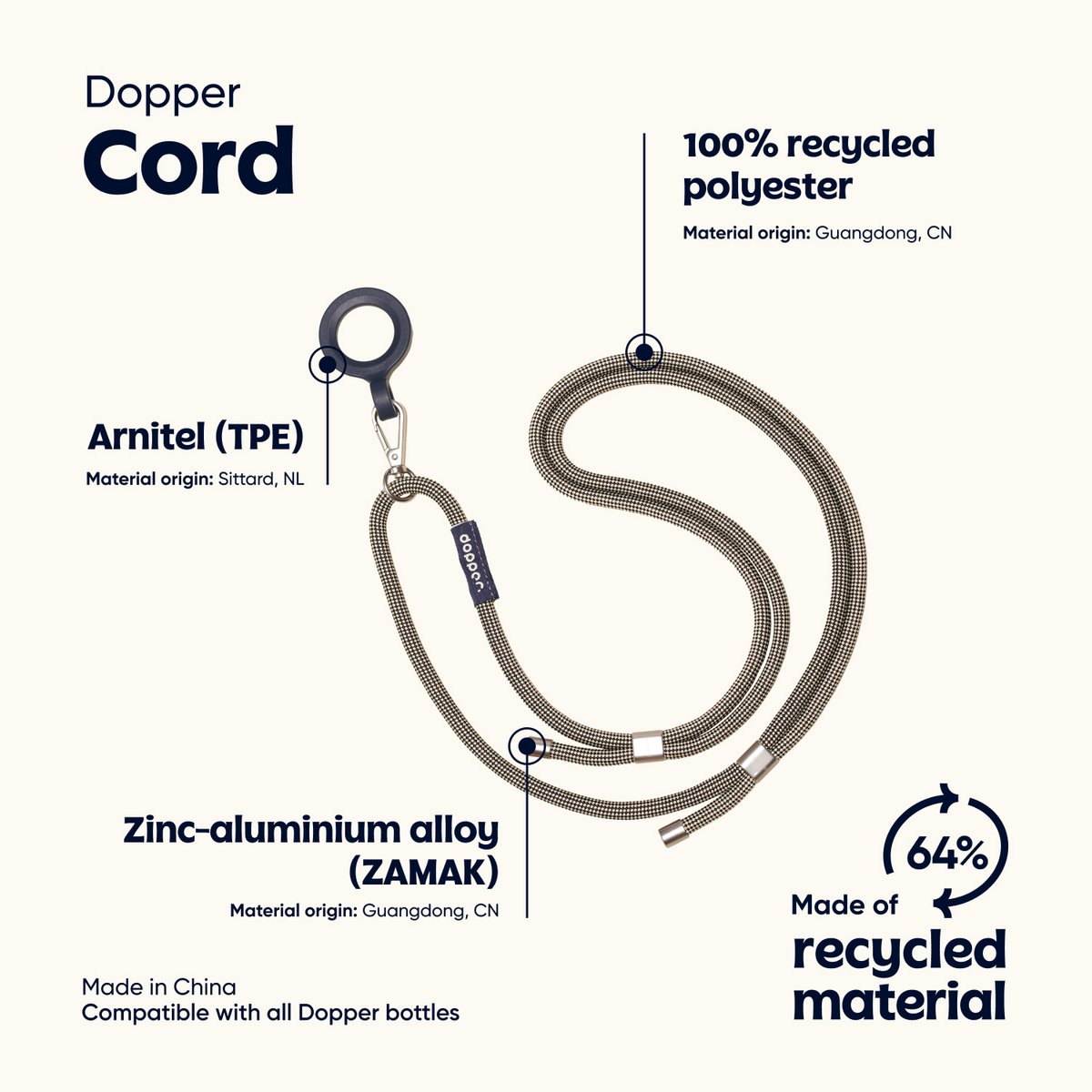 Cordón Dopper - Negro Sandy - Carrier de hombro