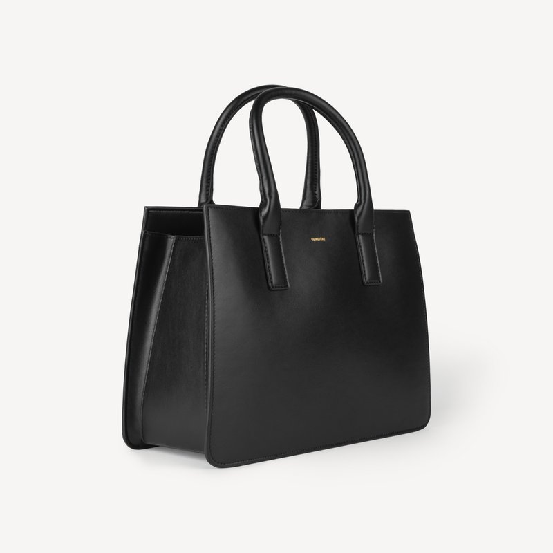Borsa a mano in pelle di mela vegana - nera