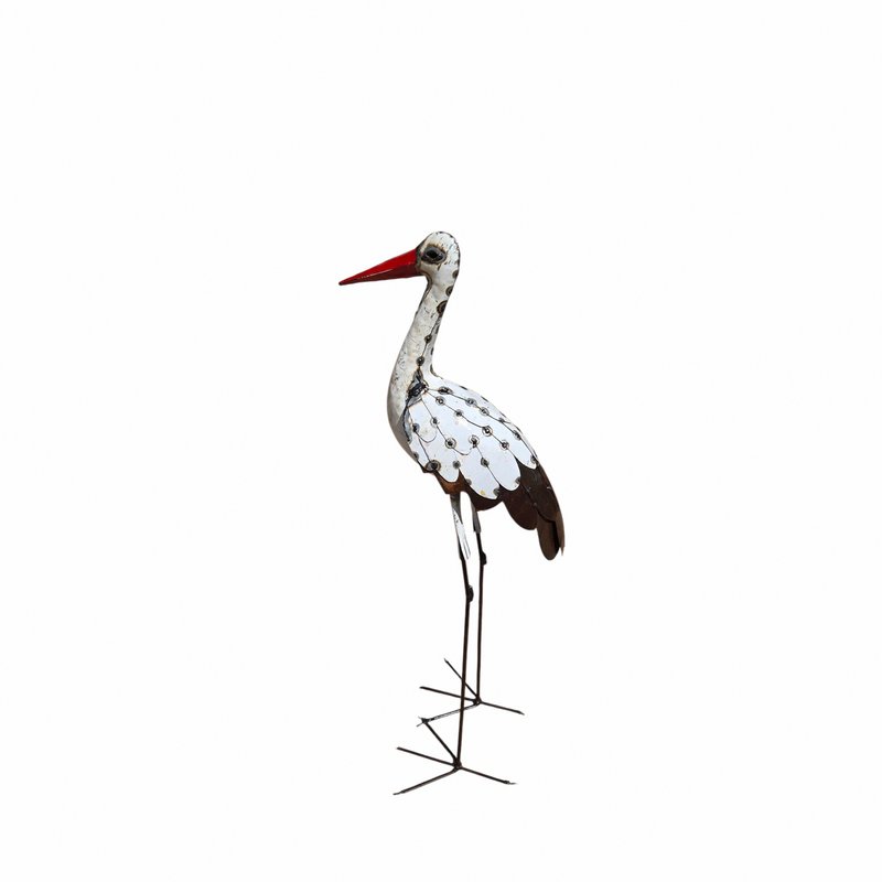 METAL NATURAL- WHITE LARGE STORK BIRD