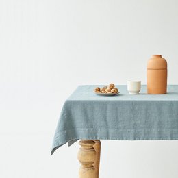 Mantel Lino Niebla Azul