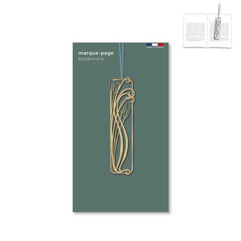 metalen boekenlegger met lint - art nouveau "riet"