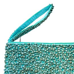 Pochette Lola turquoise en perles de verre