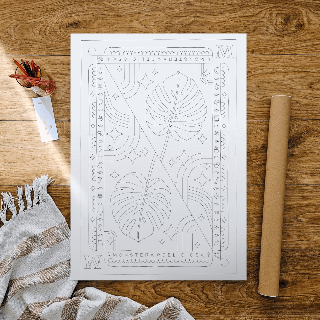 Monstera Deliciosa Coloring Poster 50x70 cm