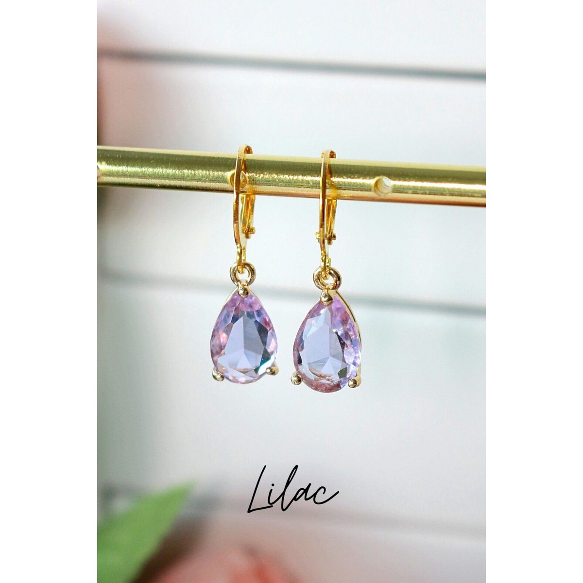 18K Rainbow Teardrop Hoops