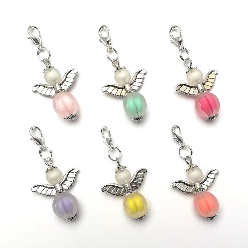 Guardian angel "Edda" keychain, 6-series set, silver-colored
