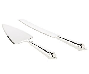 EDZARD Tortenheber & Kuchenmesser, edel versilbert, anlaufgeschützt, Länge Messer 32 cm, Länge Heber 28 cm