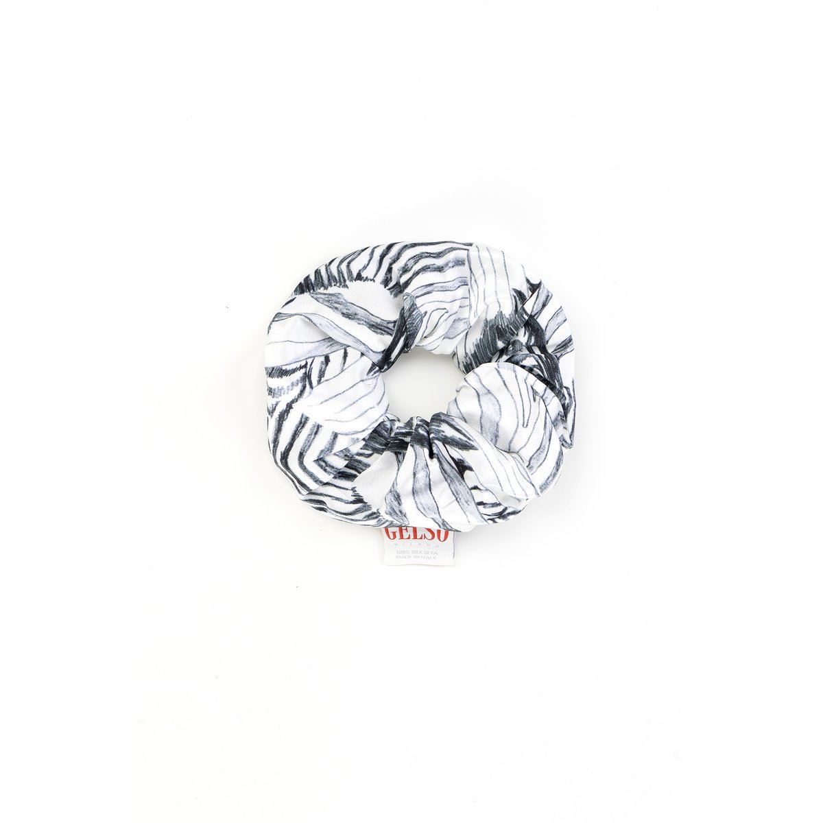 Zijden Scrunchie "Witte Zebra" Print
