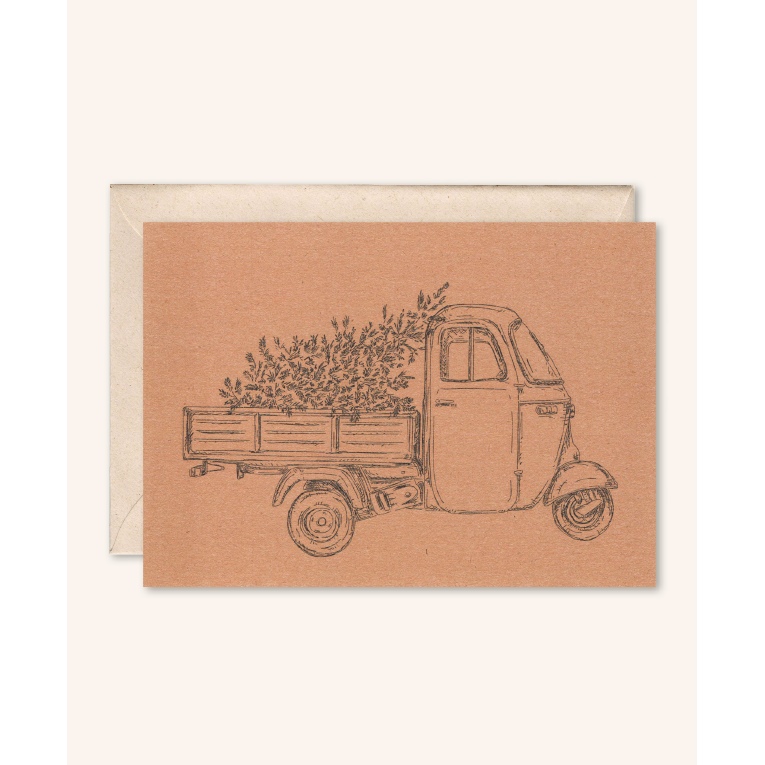 Sustainable card + envelope | Van Ape Christmas Tree | Peach