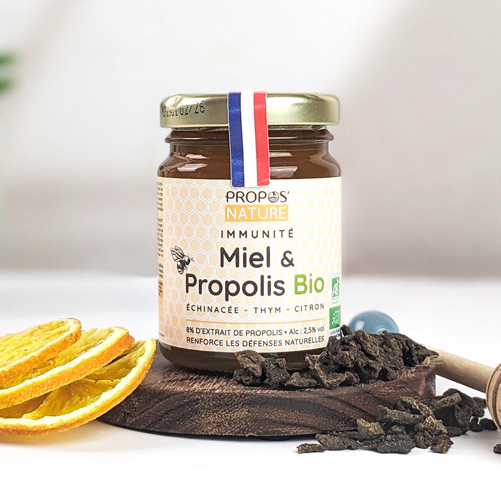 IMMUNITETSBLANDING HONNING, PROPOLIS, ECHINACEA, TIMAN OG ØKOLOGISK CITRON - 125G