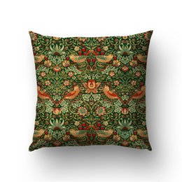 Couverture d’oreiller de jet de voleur de fraise botanique vert foncé | WIM004