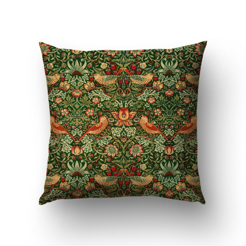 Couverture d’oreiller de jet de voleur de fraise botanique vert foncé | WIM004