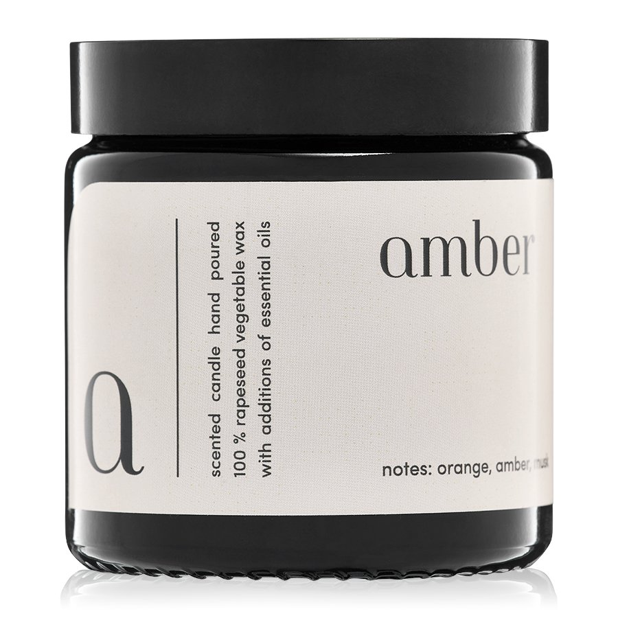 Candela profumata "Ambra" 100% cera di colza naturale 120g