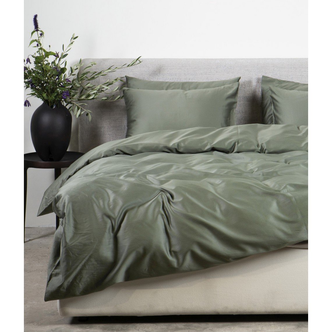 Satijnen beddengoedset Solid Green Tree