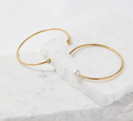 Kolya - Dainty Pearl Crystal Cuff Bangles 2 Styles