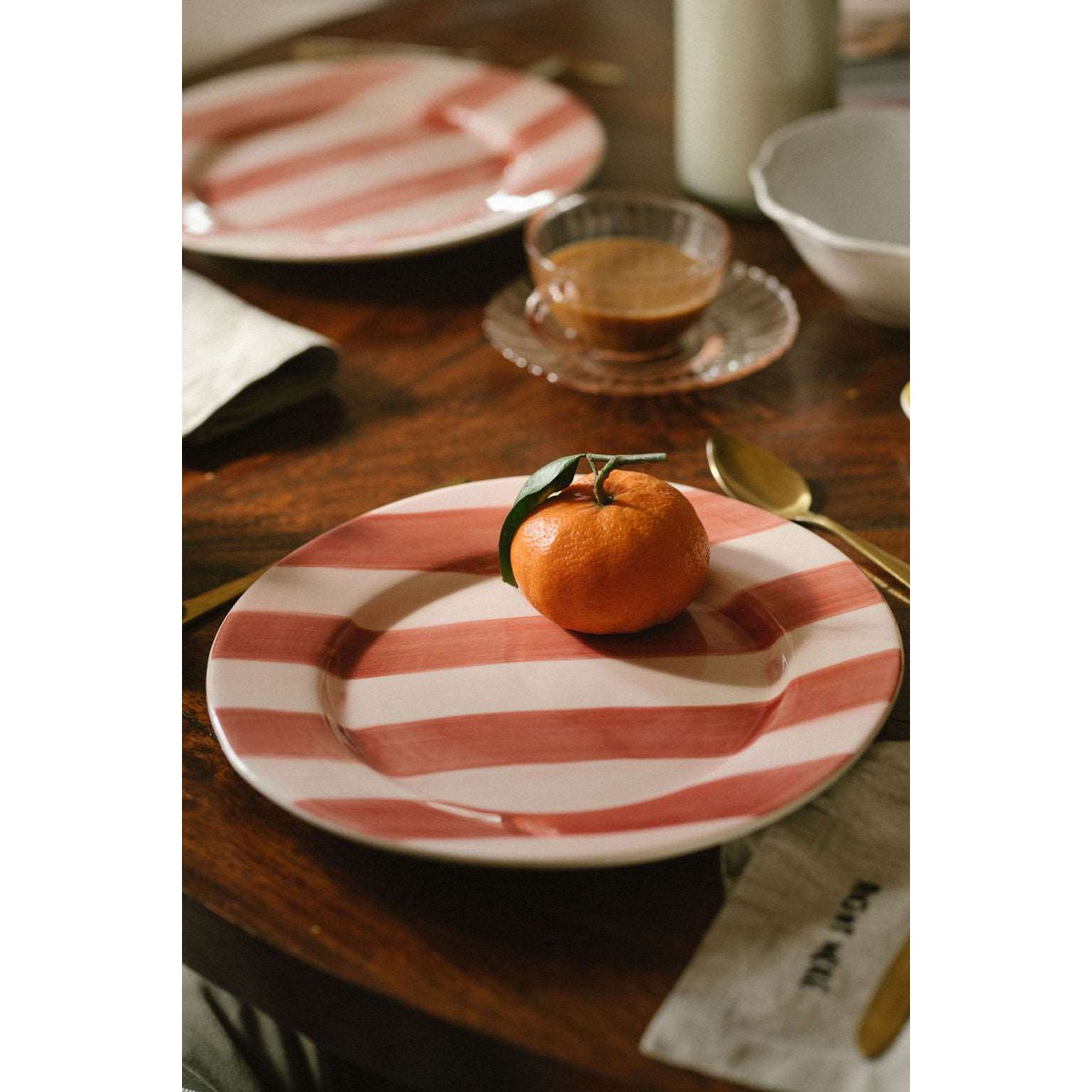 Red Flowers Hand Painted Ceramic Dessert Plate