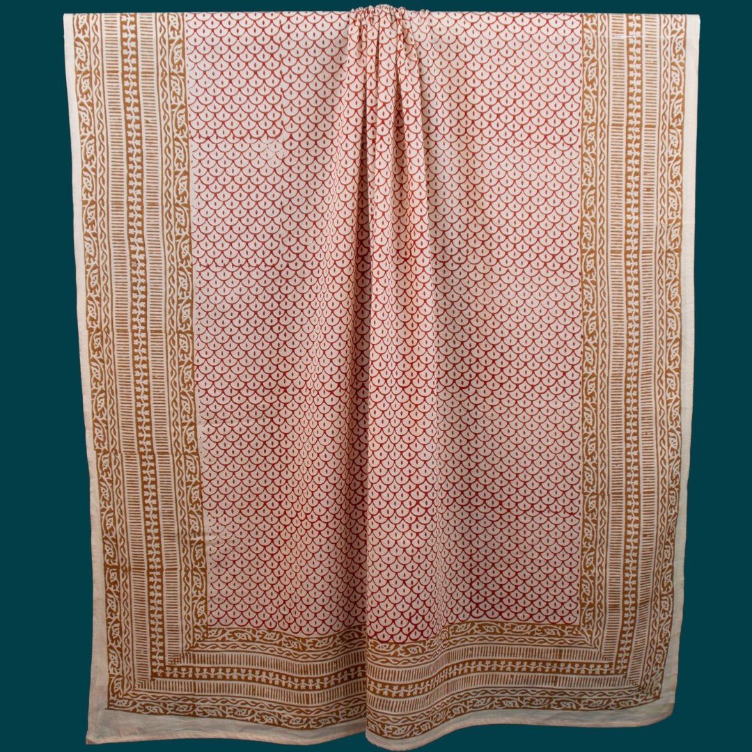 Rød gul pareo, sarong, tørklæde, strandhåndklæde, sommertørklæde, skulderklud, bleekjole, lavet af 100% bomuld, trykt med naturlige farver, håndlavet
