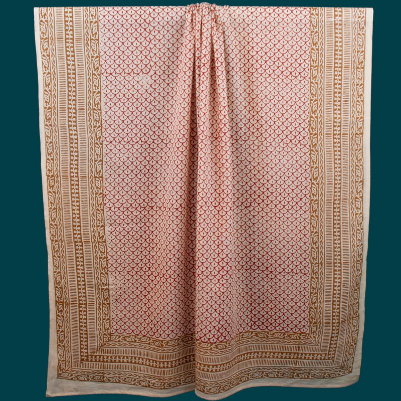 Rød gul pareo, sarong, tørklæde, strandhåndklæde, sommertørklæde, skulderklud, bleekjole, lavet af 100% bomuld, trykt med naturlige farver, håndlavet